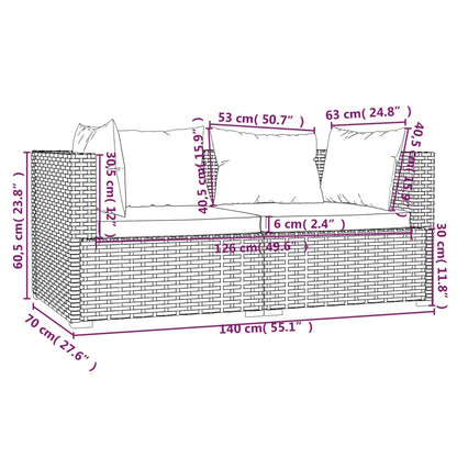 3-Delige Loungeset Met Kussens Poly Rattan Bruin