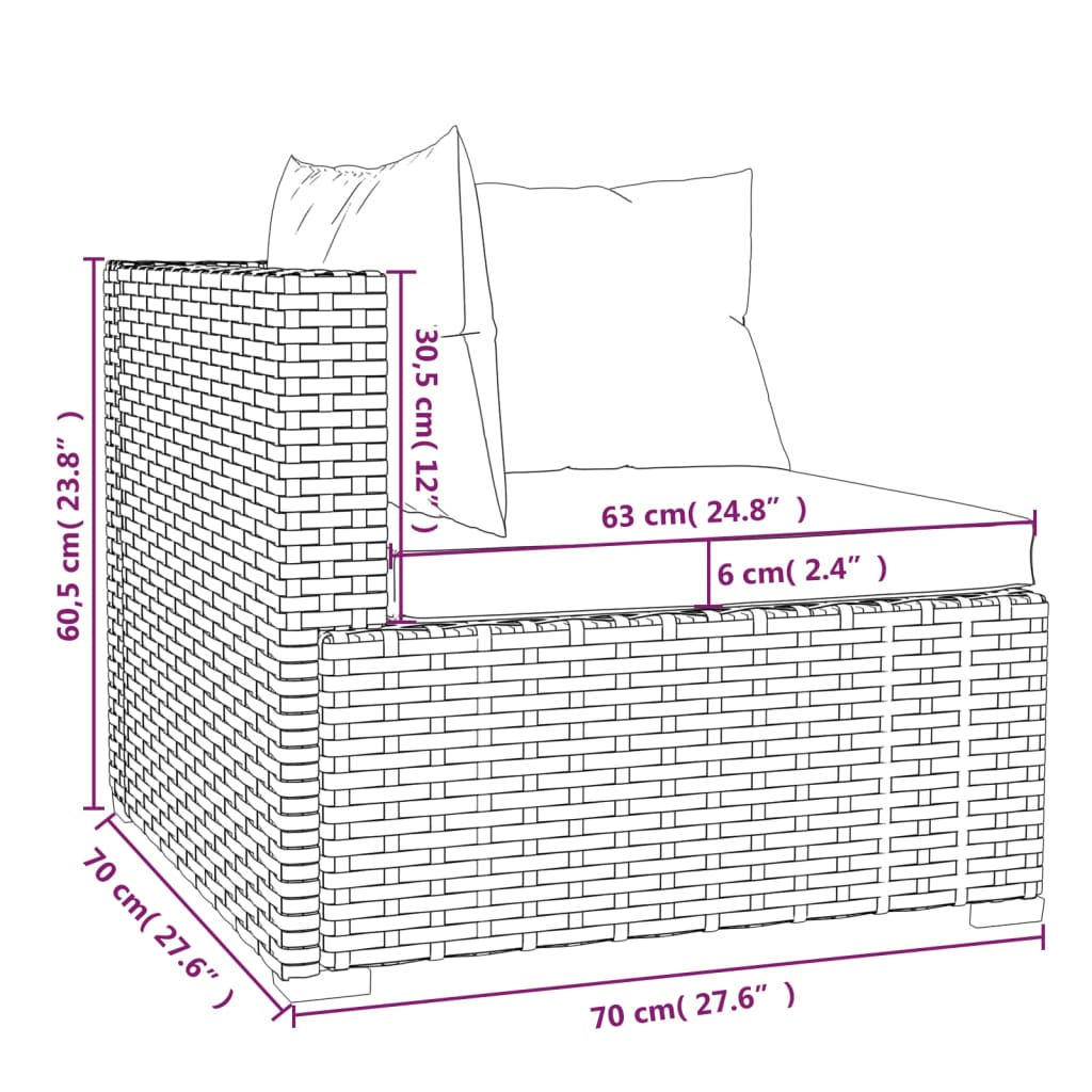 3-Delige Loungeset Met Kussens Poly Rattan Grijs