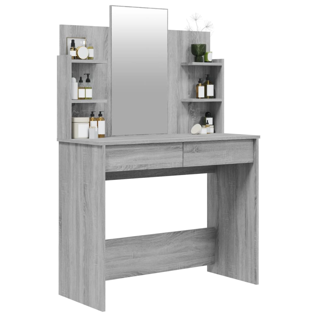 Kaptafel Met Spiegel 96X40X142 Cm Grijs Sonoma Eikenkleurig