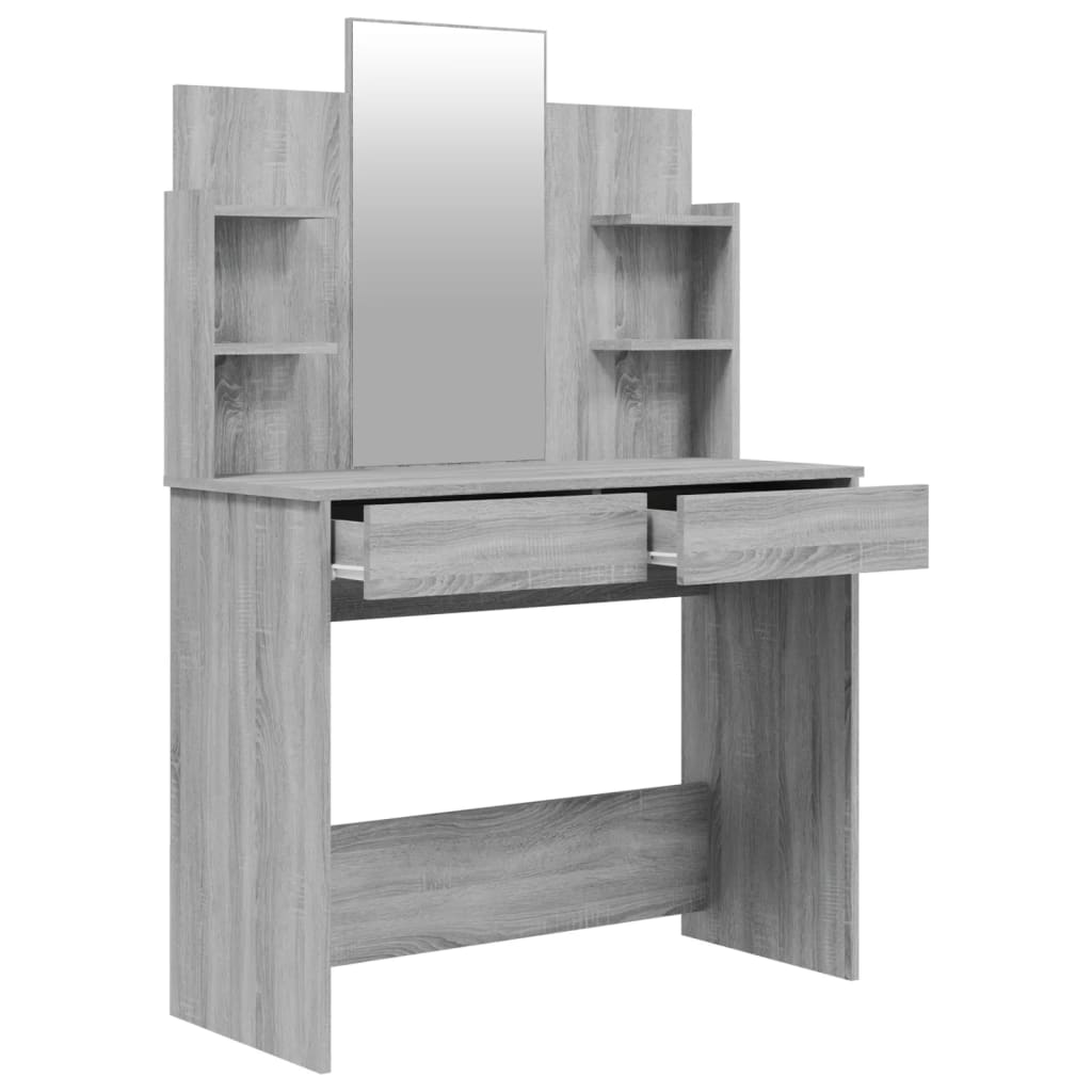 Kaptafel Met Spiegel 96X40X142 Cm Grijs Sonoma Eikenkleurig