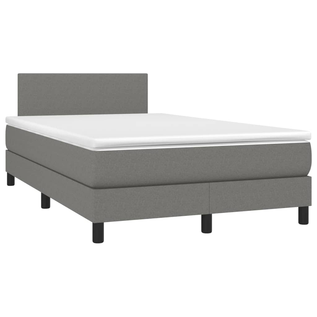 Boxspring Met Matras En Led Stof Donkergrijs 120X200 Cm