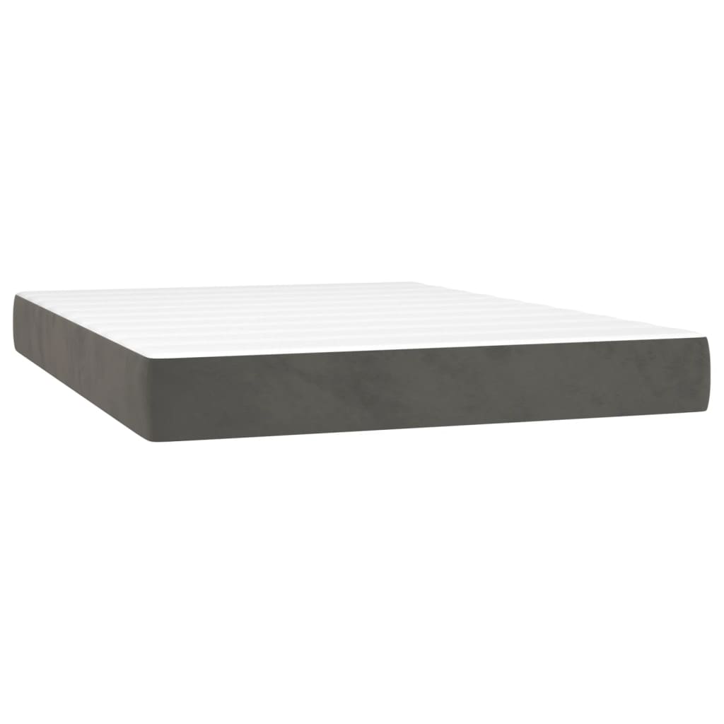 Boxspring Met Matras En Led Fluweel Donkergrijs 140X190 Cm