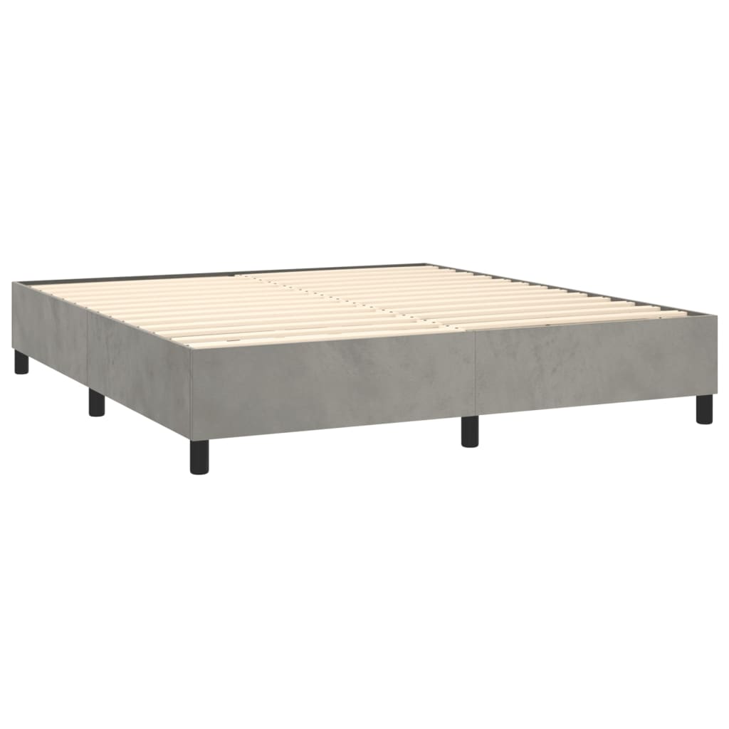 Boxspring Met Matras Fluweel Lichtgrijs 200X200 Cm