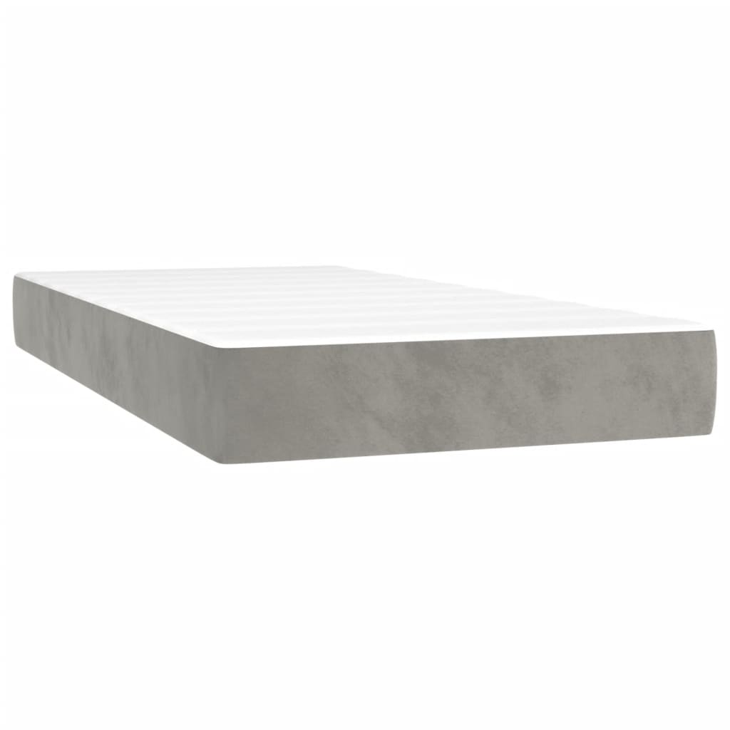 Boxspring Met Matras Fluweel Lichtgrijs 200X200 Cm