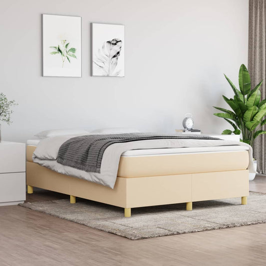 Boxspring Met Matras Stof Crèmekleurig 140X200 Cm