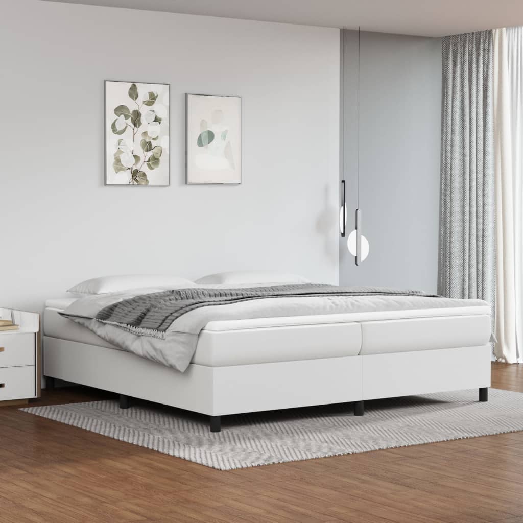 Boxspring Met Matras Kunstleer Wit 200X200 Cm