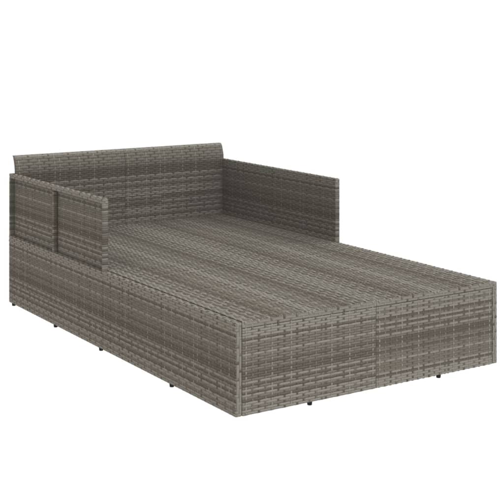 Ligbed Met Kussens 182X118X63 Cm Poly Rattan Grijs