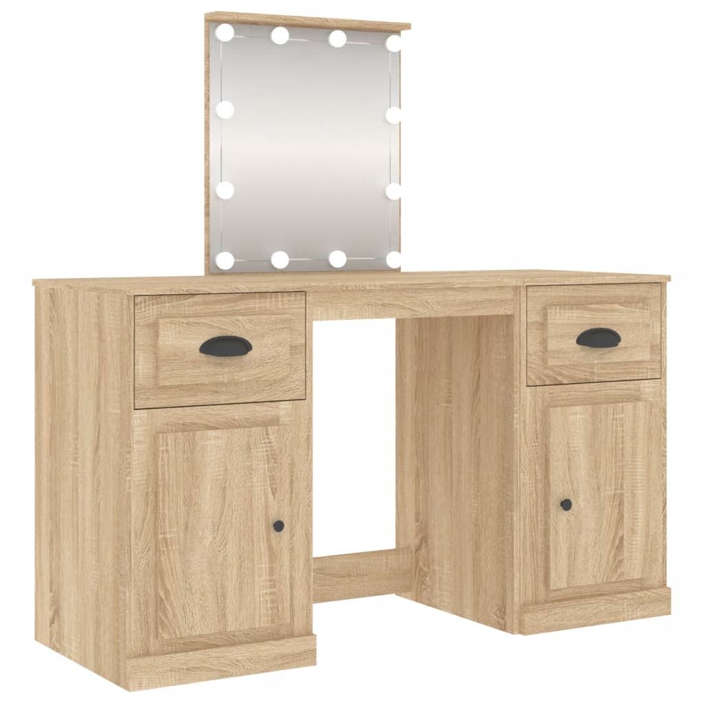 Kaptafel Met Led-Verlichting 130X50X132,5 Cm Sonoma Eikenkleur