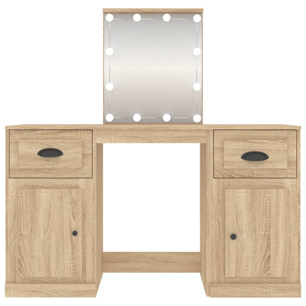 Kaptafel Met Led-Verlichting 130X50X132,5 Cm Sonoma Eikenkleur