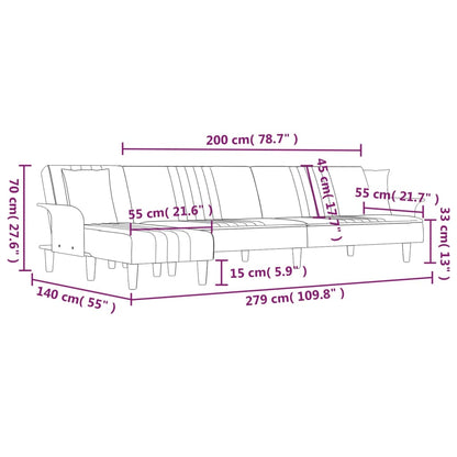 Slaapbank L-Vormig 279X140X70 Cm Stof Donkergrijs