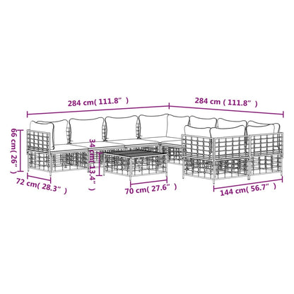 9-Delige Loungeset Met Kussens Poly Rattan Antracietkleurig